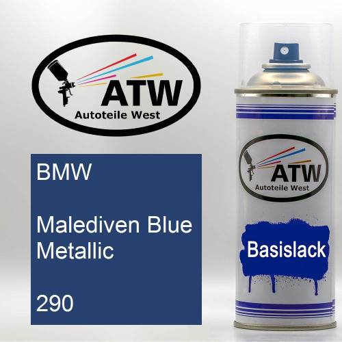 BMW, Malediven Blue Metallic, 290: 400ml Sprühdose, von ATW Autoteile West.